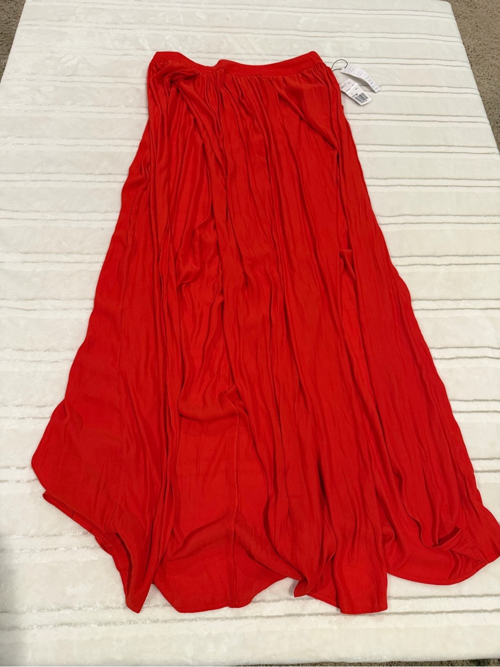 Red Pleated Maxi Skirt